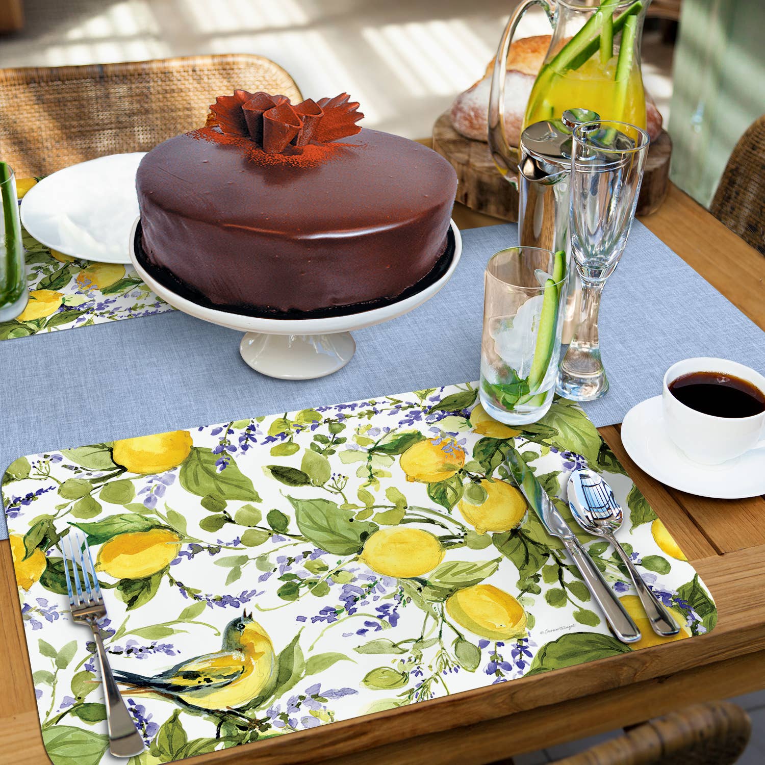 CounterArt/Highland Home/Thirstystone – Großhandel Platzdeckchen – Watercolor Lemons Wendbares rechteckiges Kunststoff-Tischset5