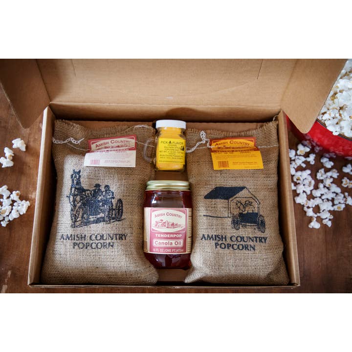 Amish Country Popcorn - Wholesale Gift Box - Burlap Gift Box