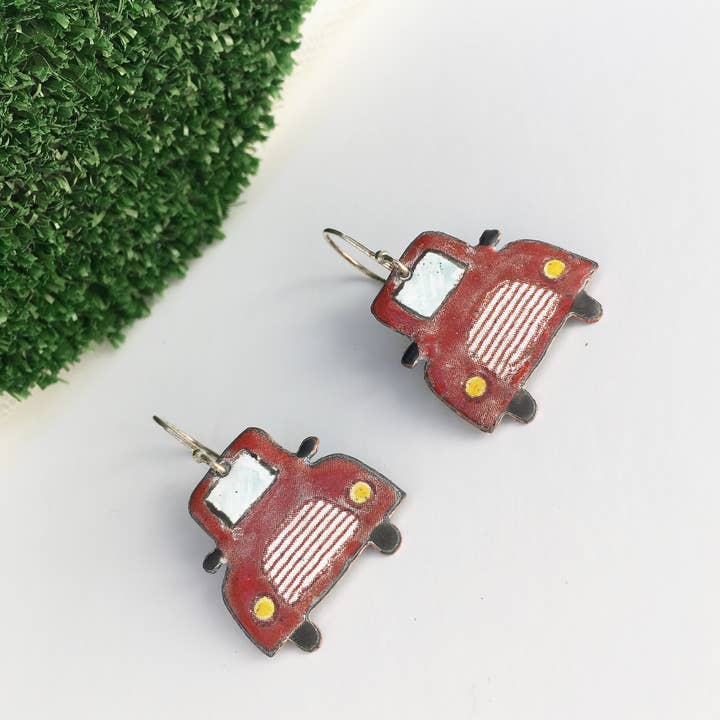 PGJewelryArt – Engroshandel Hængeøreringe og creoløreringe – Retro røde bil øreringe2