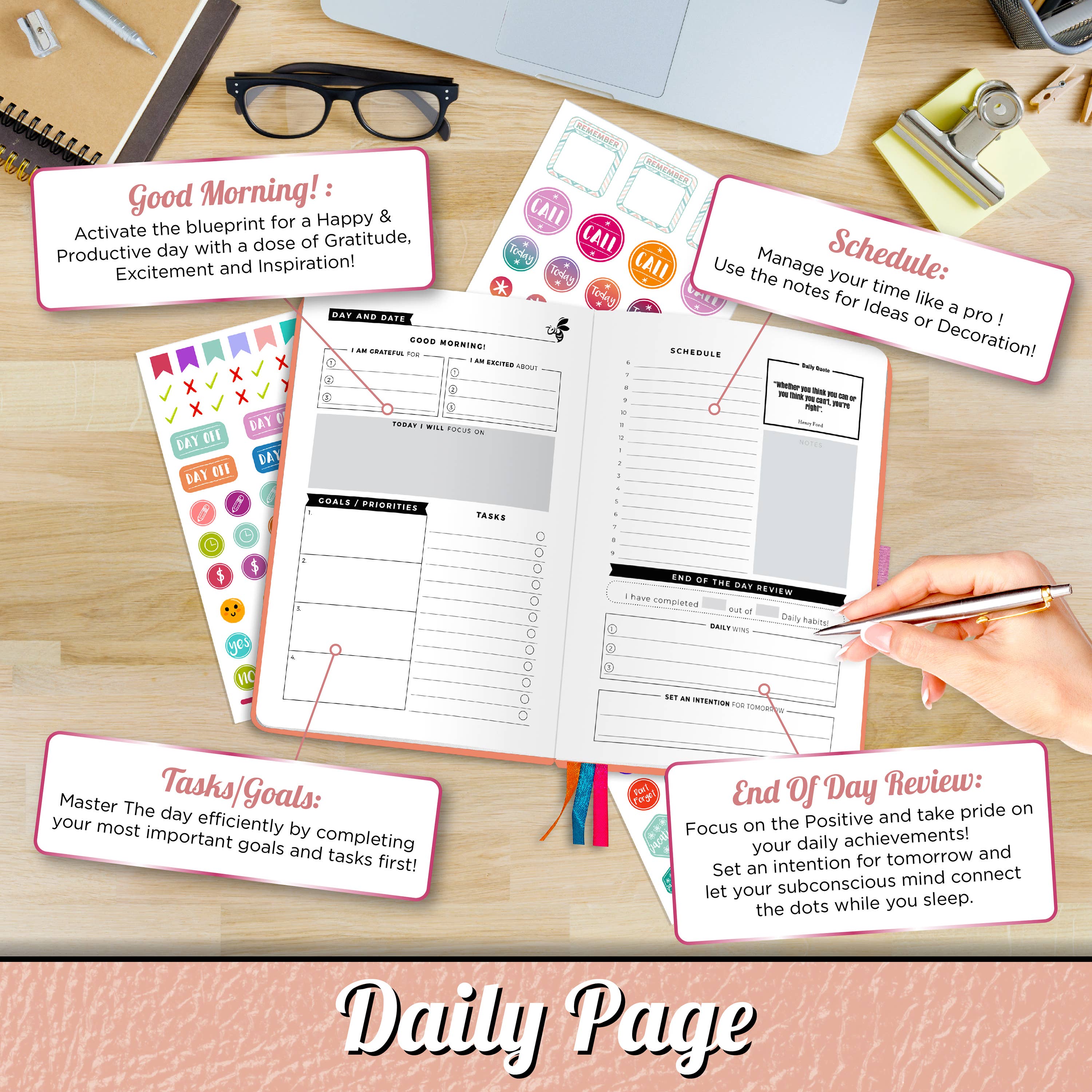 Savvy Bee – wholesale Planner – Savvy Bee Daily Planner - Pink4