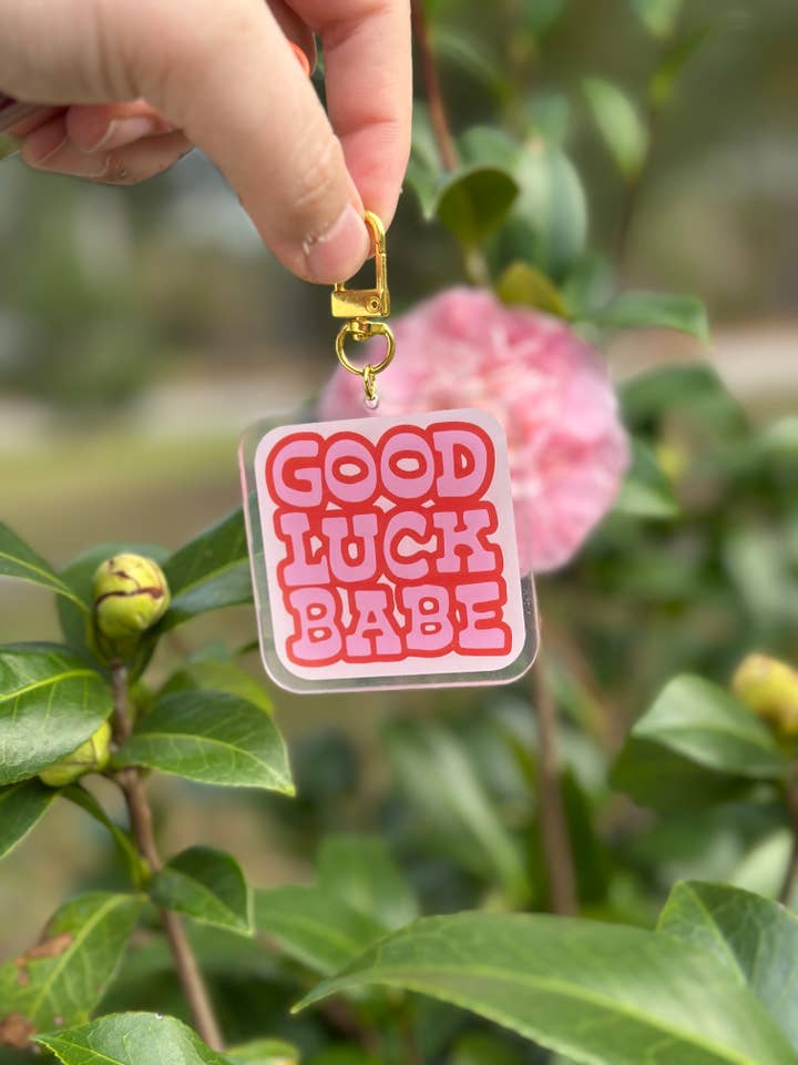 Good Luck Babe Keychain for wholesale by Jane Martin, Printmaker