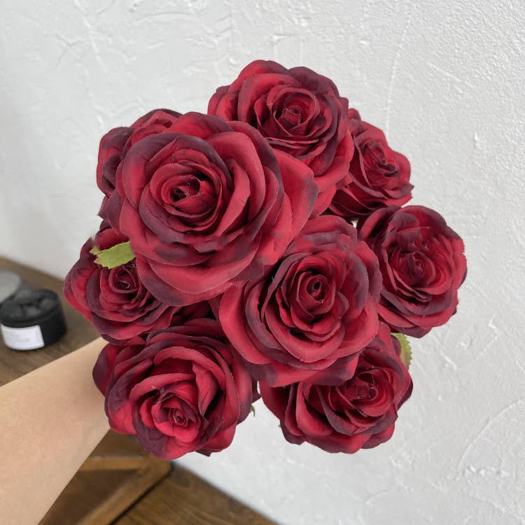 Sweet Home Deco – wholesale Konstgjorda blommor – 16"T sidenrosblommbunke, 9 huvuden, flerfärgade10