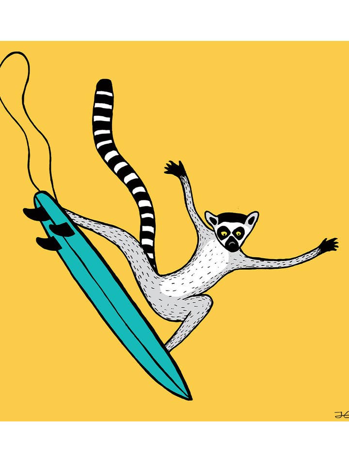 Surfing Lemur - Print/ Framed Print for wholesale by Jonas Claesson