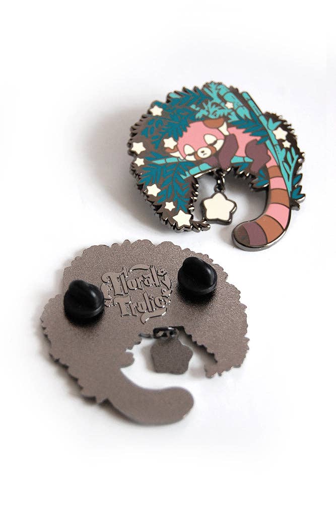 Floral Frolic - Wholesale Lapel Pin/Button - Sleeping Red Panda Enamel Pin2