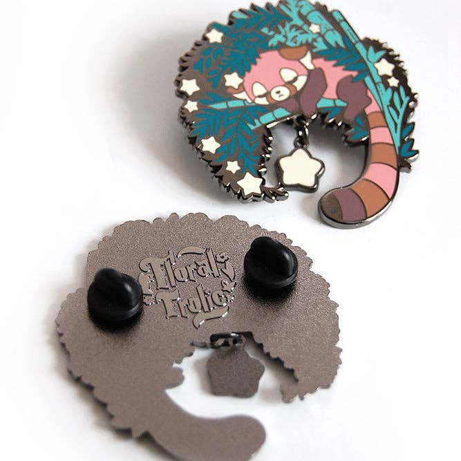 Floral Frolic - Wholesale Lapel Pin/Button - Sleeping Red Panda Enamel Pin2