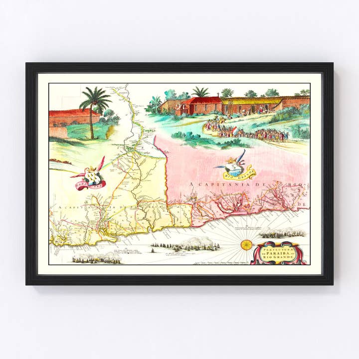 Vintage Map of Brazil 1665 for wholesale by Ted's Vintage Art