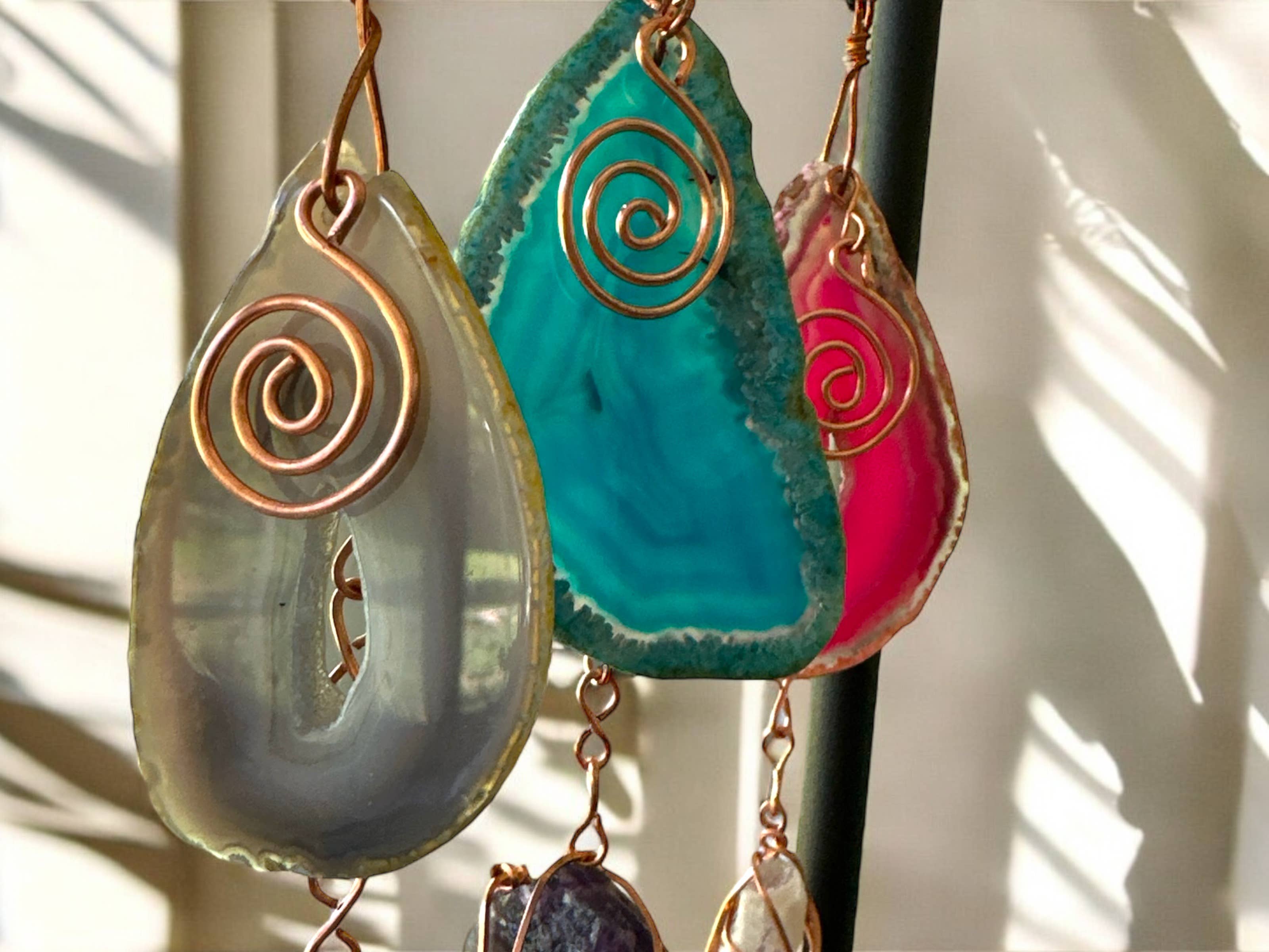 Well Fed Wolf L.L.C. - Wholesale Suncatcher - Handcrafted CopperWire-Wrapped Crystal Stone Window Hangings9