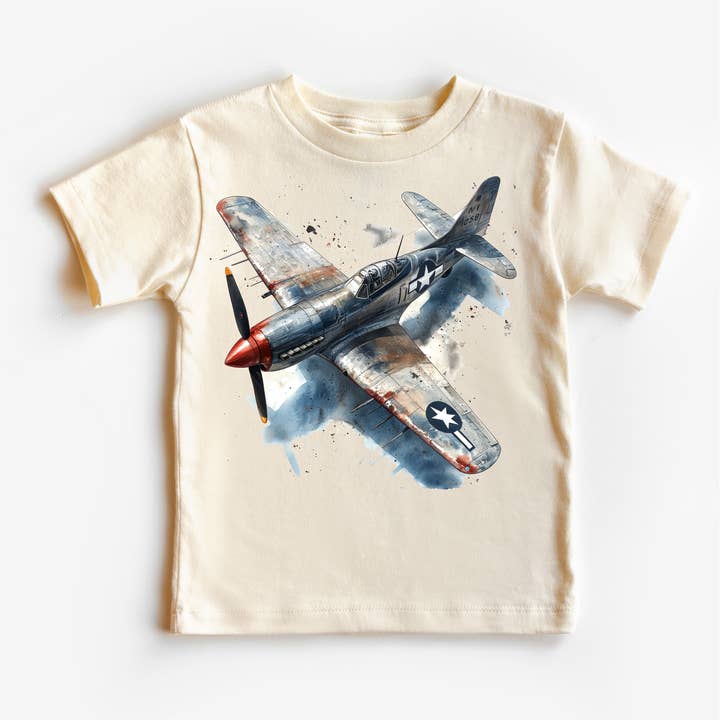 Retro US Military Fighter Jet Shirt - Watercolor Airplane Tee for wholesale by Madi Moosh