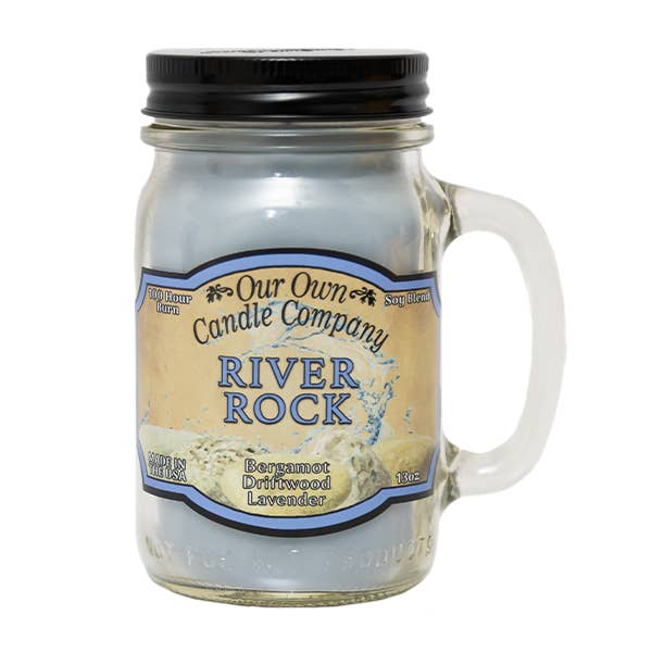 River Rock 13 Ounce Mason Jar Candle for wholesale by Our Own Candle Company