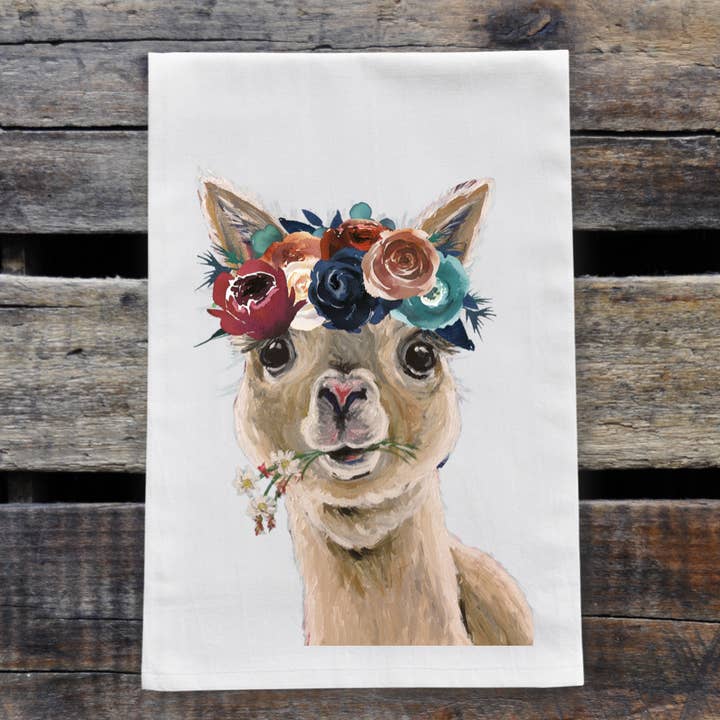 Hippie Hound Studios – wholesale Kökshandduk – Alpacka Kökshandduk, 'Holly' Mörk Boho Alpacka Köksdekor