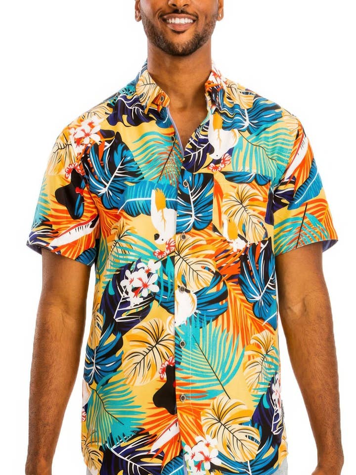 Hawaiian Print Button Down Shirt for wholesale by CC Wholesale Clothing