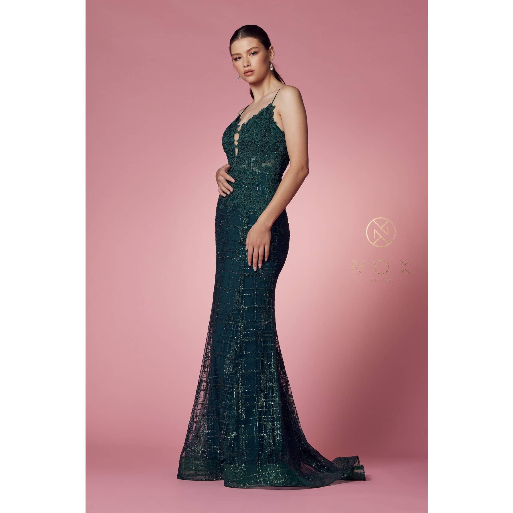 Noxanabel - Wholesale Formele jurk - Dames - Glamoureuze Glinsterende V-Hals Damesjurk R282-18