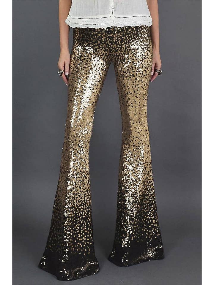 HIDDENBRAND - Wholesale Pants - Women's - High Waisted Wide Leg Gradient Flared Pants