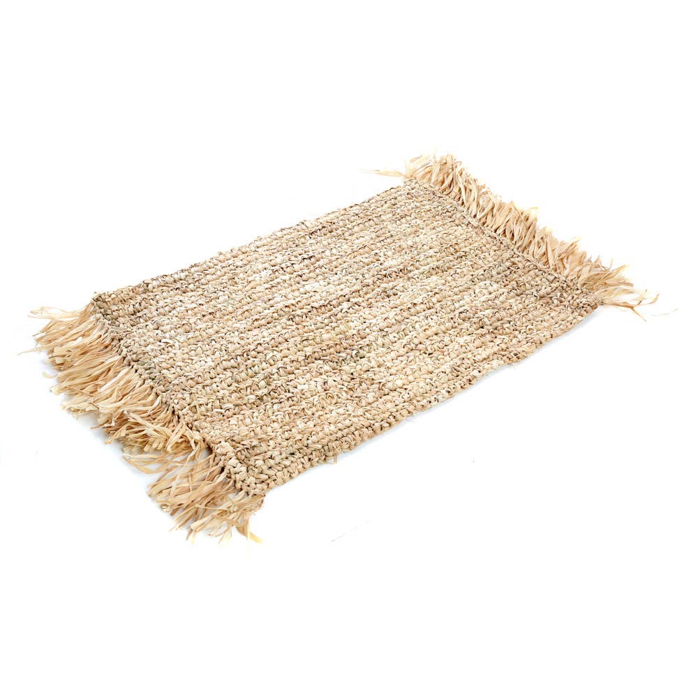 Pahiyas Woven Raffia Fringe Placemats, Multi Rainbow, kubo