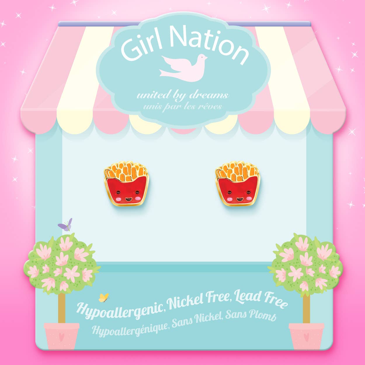 Girl Nation - Wholesale Earrings - Kids - French Fry Friends | Cutie Stud Earrings | Hypoallergenic1