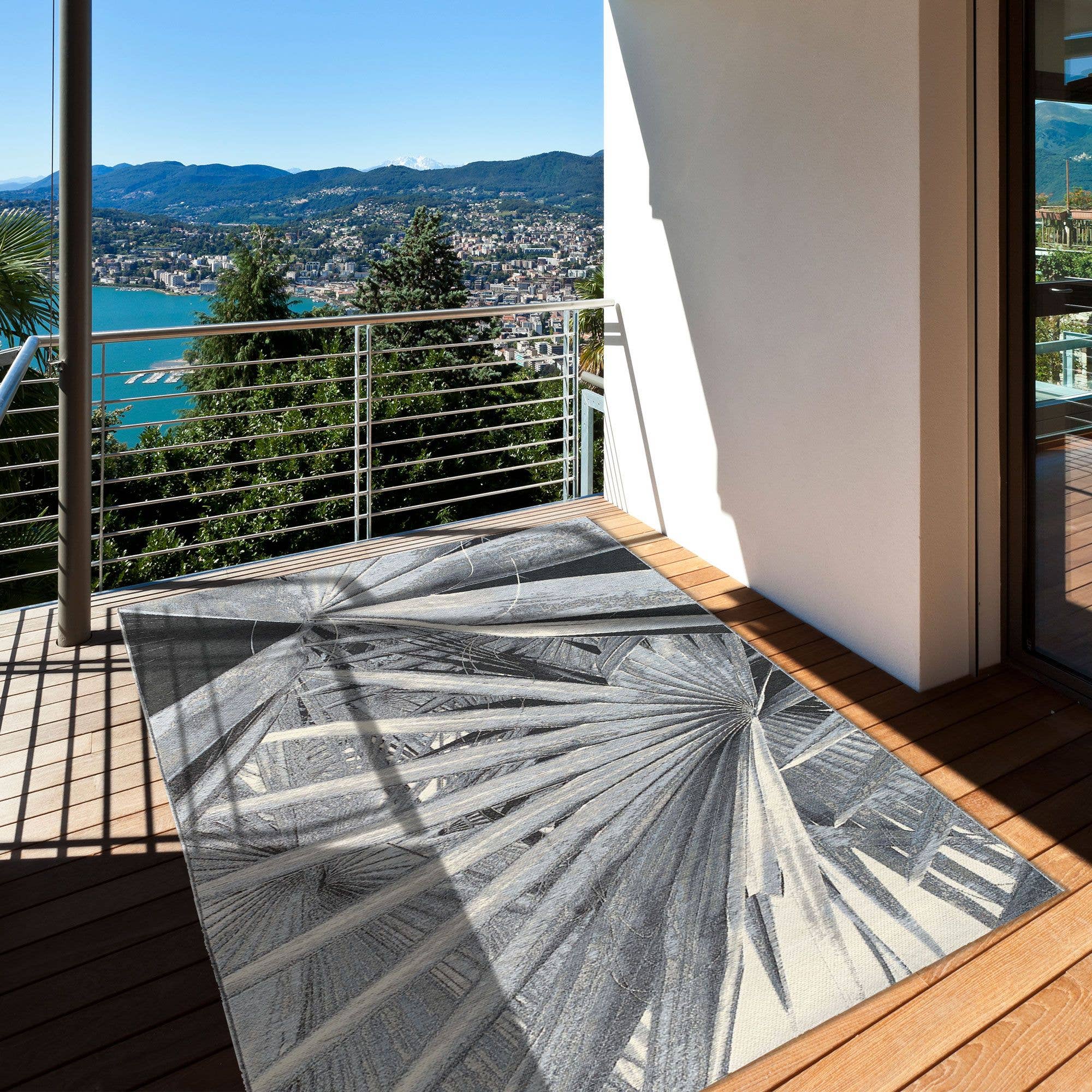 Grey BACAO Polypropylene Outdoor Rug for wholesale on Faire2