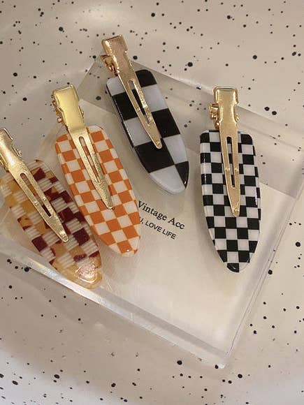 2+ Vintage Geruite Kleurrijke Zoete Haarclips DPJC2413 voor wholesale door Dipped Shop