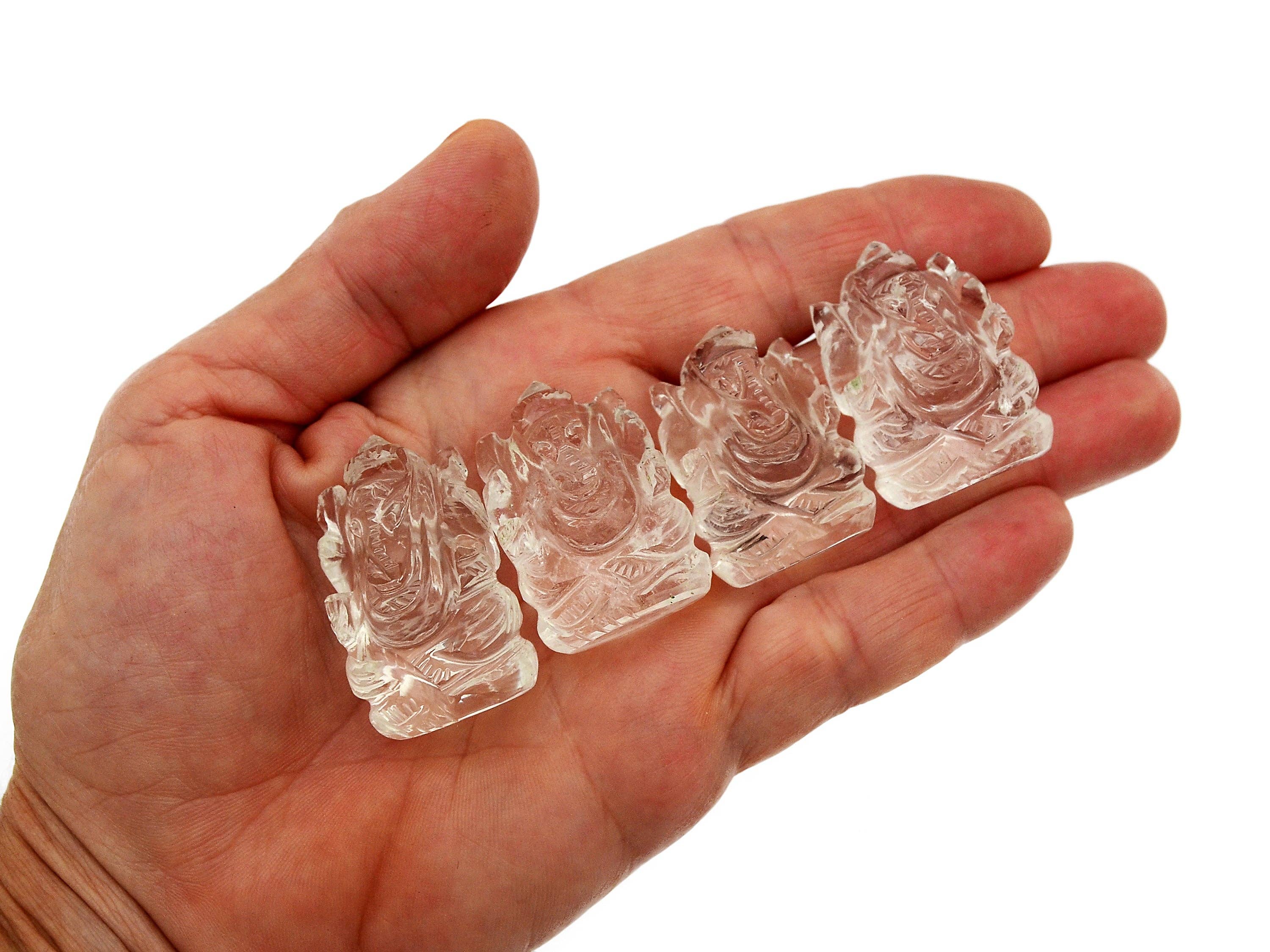 Kaia & Crystals - Wholesale Spiritual Stone/Crystal - Mini Clear Quartz Ganesha Sculpture (30mm - 35mm) -  Hand Carved Crystal9
