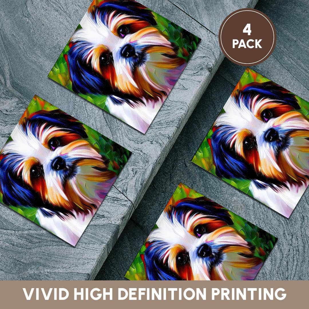 3dRose - Wholesale Coasters - 3dRose, Pleasing Shih Tzu dog portrait. Green background. Digital art gift, Coaster5