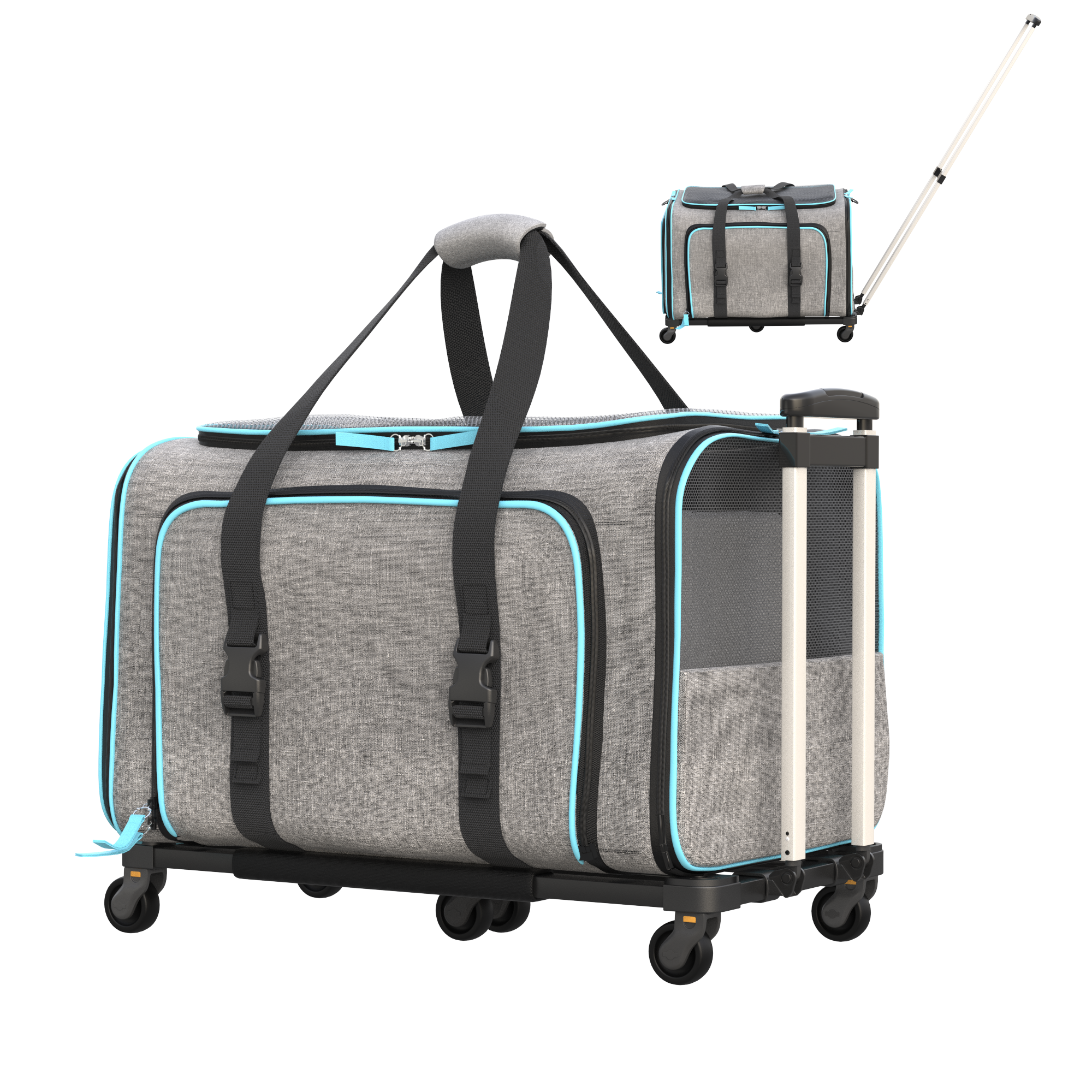 Katziela - Venta al por mayor Transportín - Gatos y perros - Transportadora para mascotas Katziela Rolling Rover con ruedas, expandable y autorizada para aerolíneas37