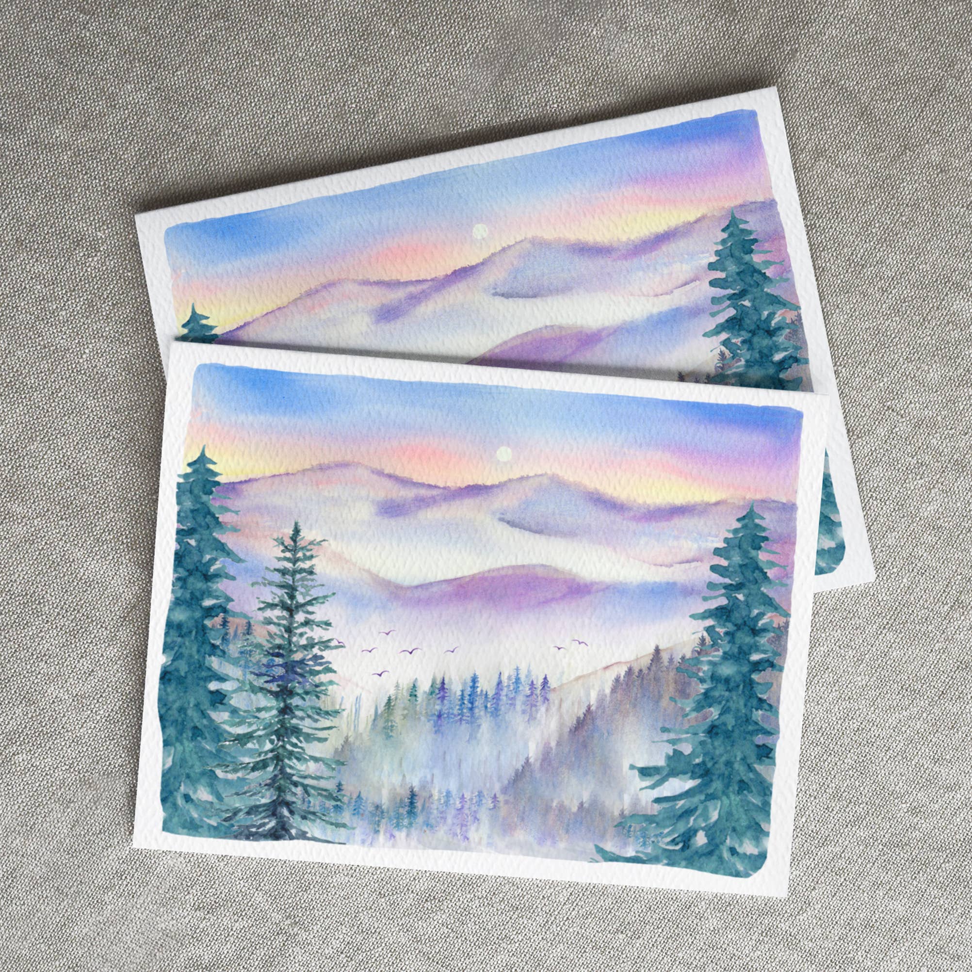 Blue Thistle - Wholesale Everyday Greeting Card - Watercolor Nature Greeting Card, Mountains landscape art2