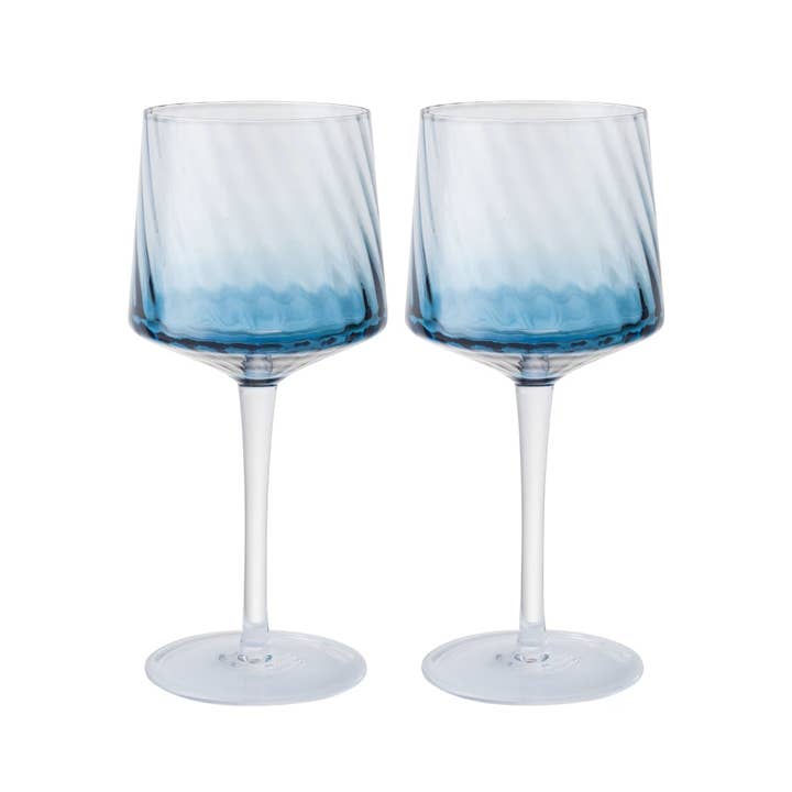 Contemporary Fluted Blue Gin Glass Set Of 2 for wholesale by Denby