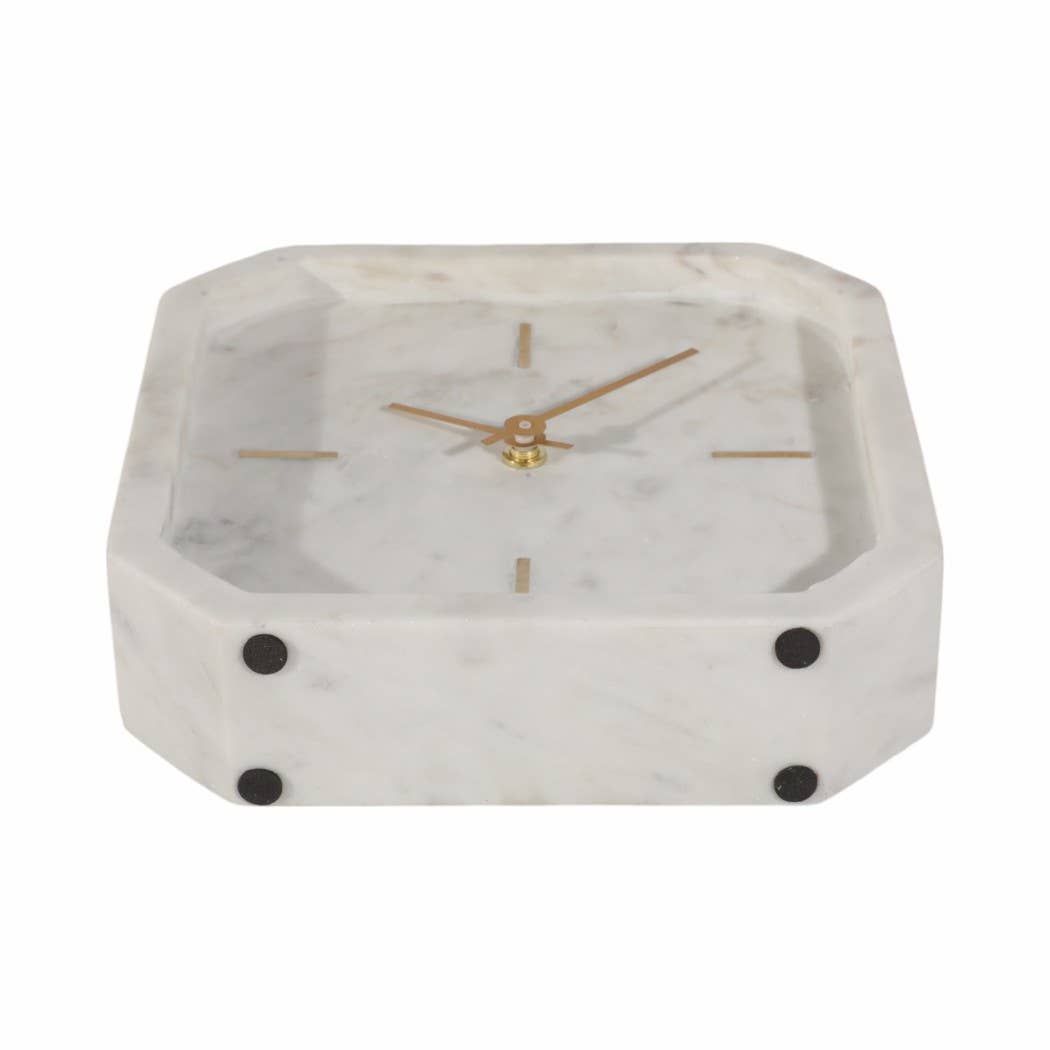 Sagebrook Home - Wholesale Desk Clock - White/Gold 8 in. Modern Marble Octagon Table Clock10