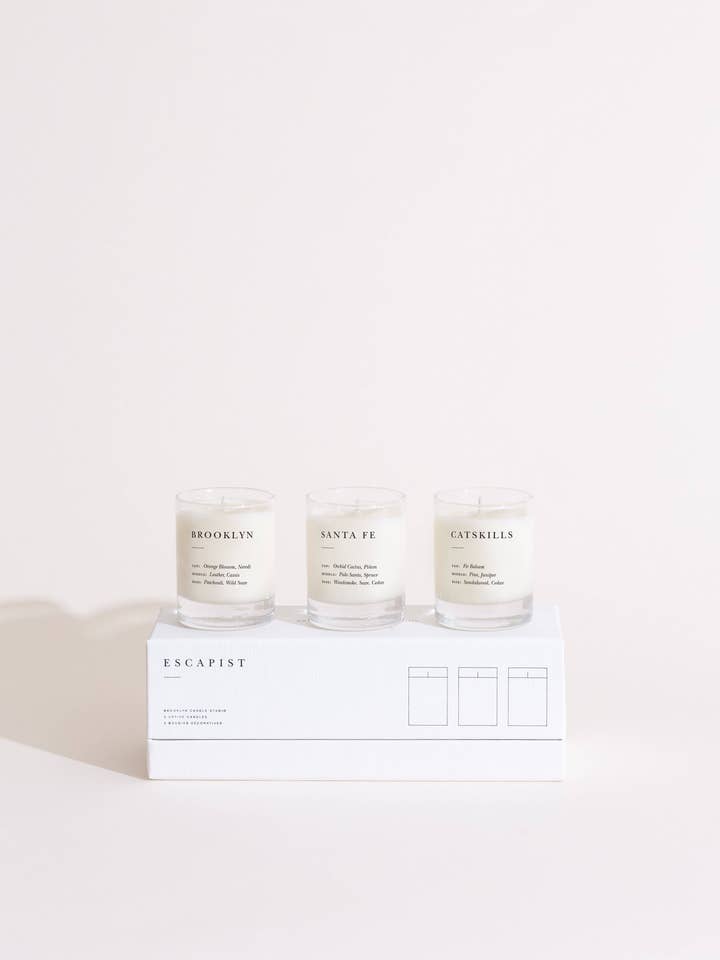 Geschenkset mit Votivkerzen – Smoke + Woods für den Großhandel von Brooklyn Candle Studio (EU)