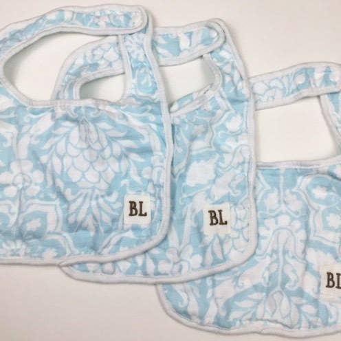 Pacote de 3 Babetas de Musselina, Azul Floral por atacado de Bambino Land