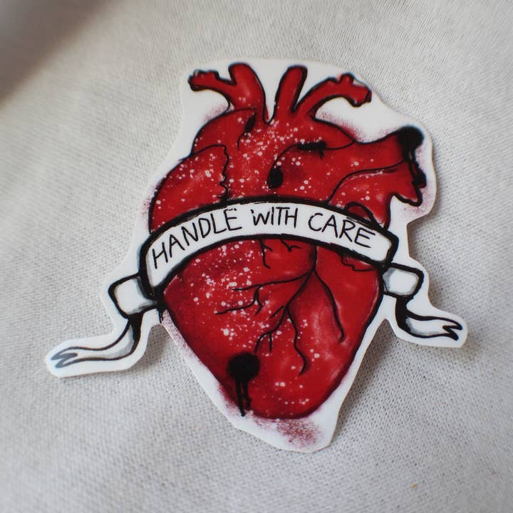 alça vermelha com adesivo de vinil de cuidado por atacado de saltighost