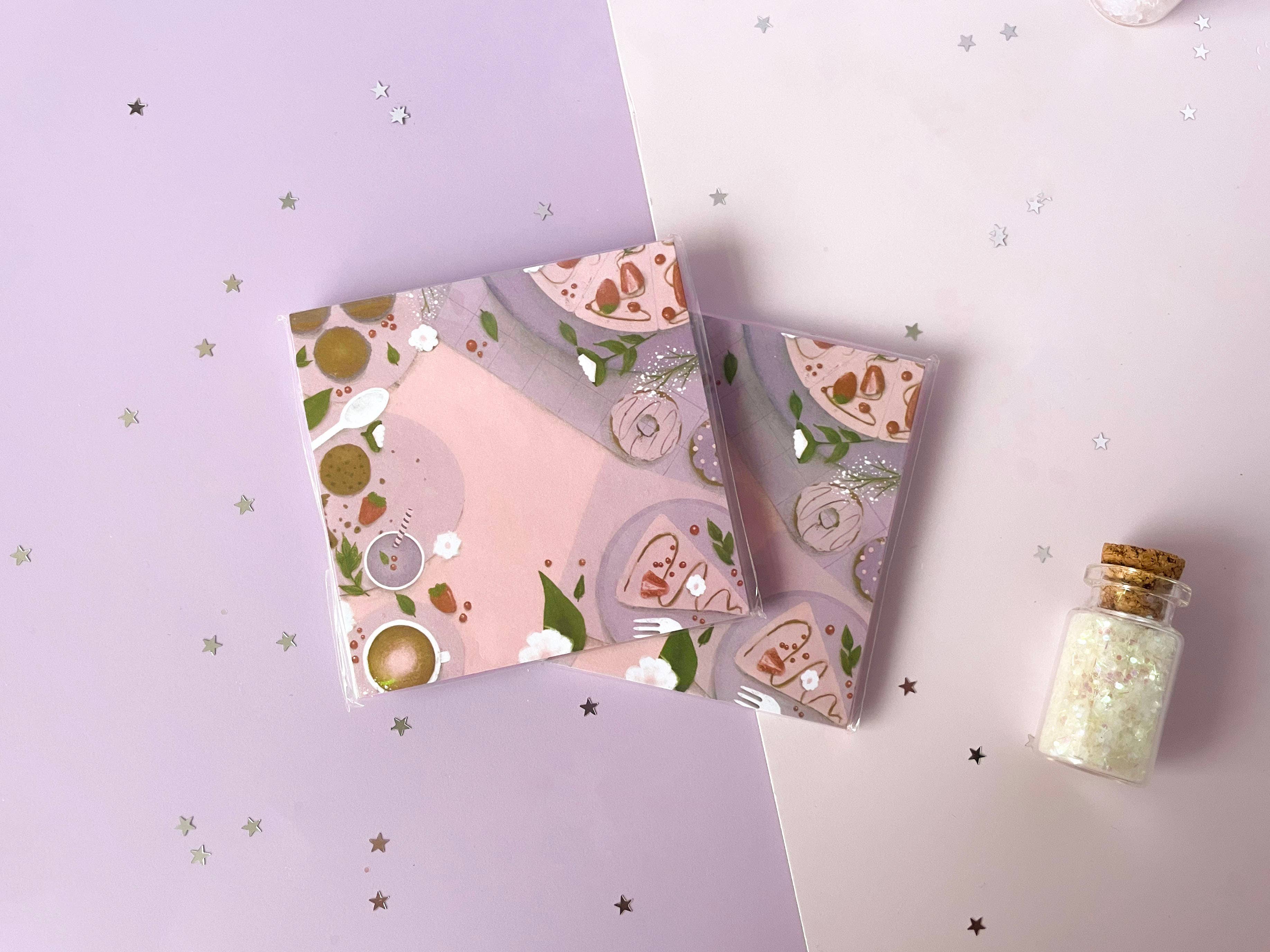 Jino's Art – Großhandel Haftnotizen – Süße lila Cafe Haftnotizen | Memo-Notizblock1