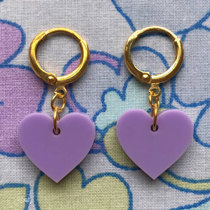 Aros Huggie Heart - Lila para venta al por mayor de Han Makes Jewellery