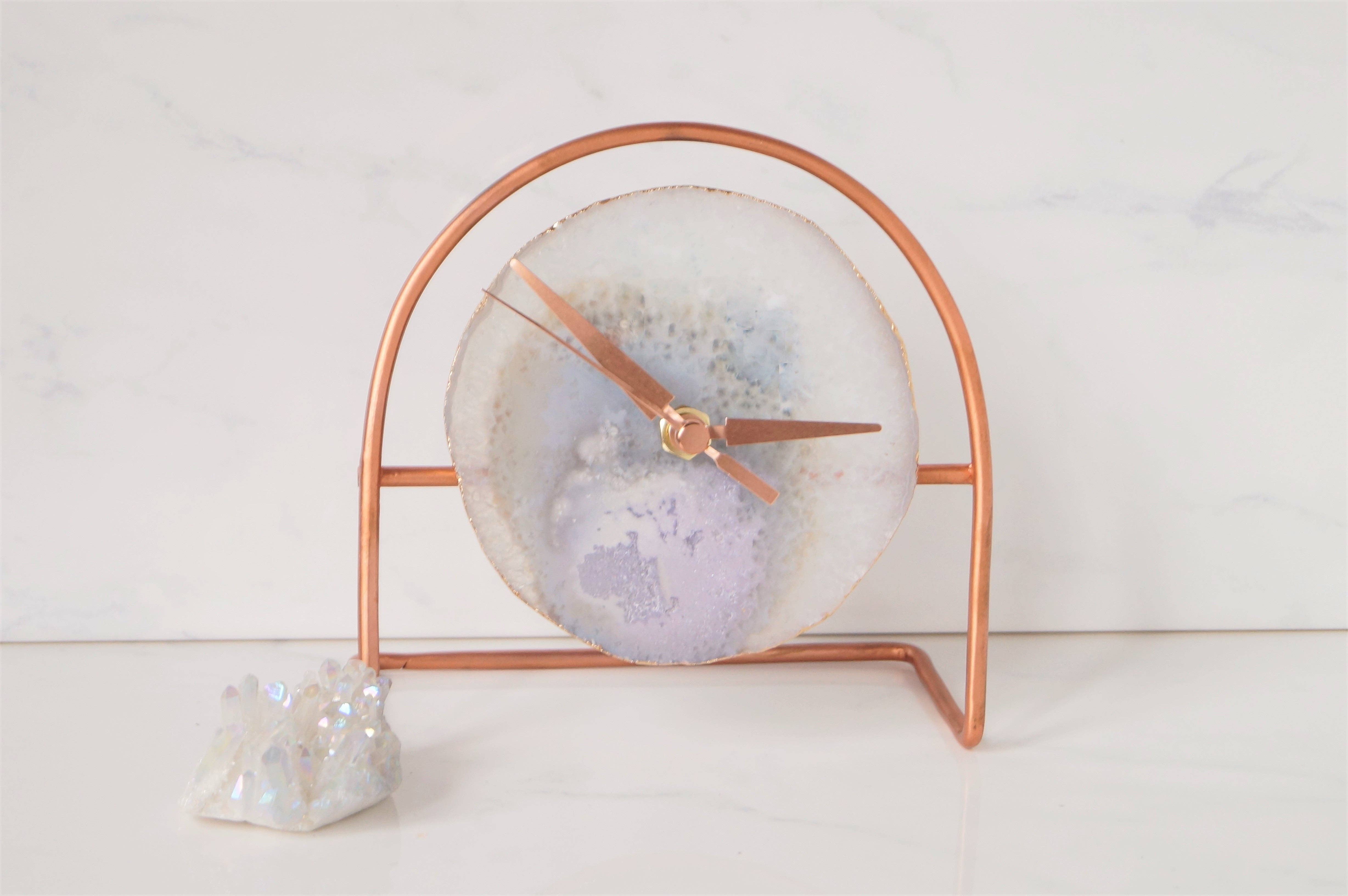 The Crushed Crystal - Wholesale Desk Clock - Wholesale Starter set 9 Grey / White Agate Desk Clocks2