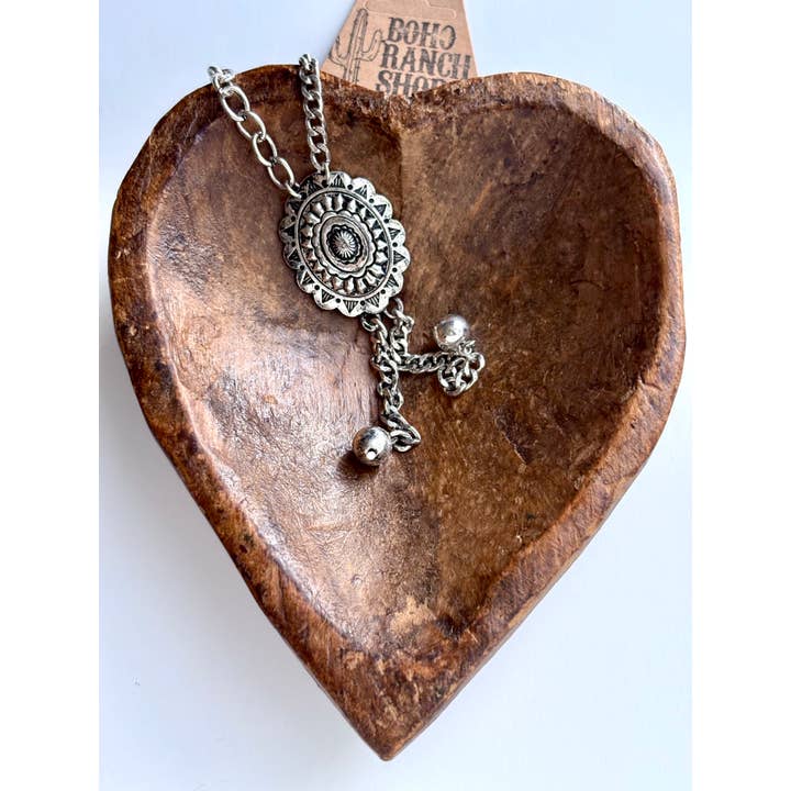Boho Ranch Shop - Wholesale Pendant/Charm Necklace - Western Concho Pendant Y Drop Chunky Chain Bolo Necklace1