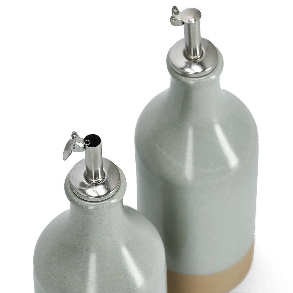 green blue Vinegar/Oil Bottle, 420 ml, Stoneware/Stainless Steel for wholesale on Faire2