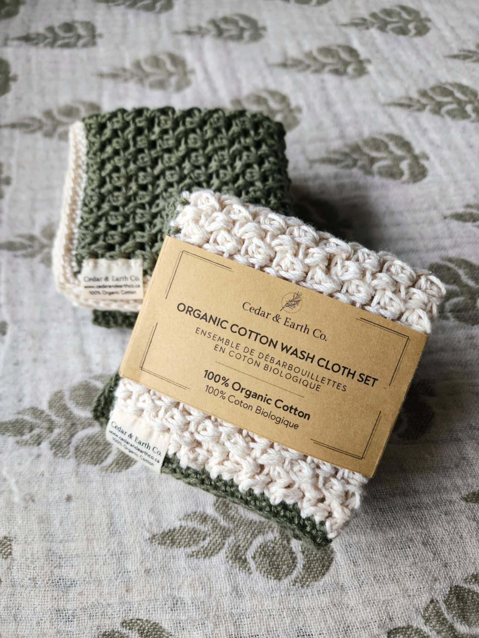 Cedar & Earth Co. – Engroshandel Vaskeklud – Sæt med vaskeklude i økologisk bomuld (2-i-1)1
