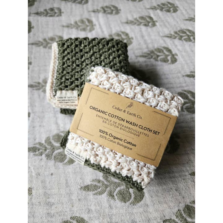Cedar & Earth Co. – Engroshandel Vaskeklud – Sæt med vaskeklude i økologisk bomuld (2-i-1)1