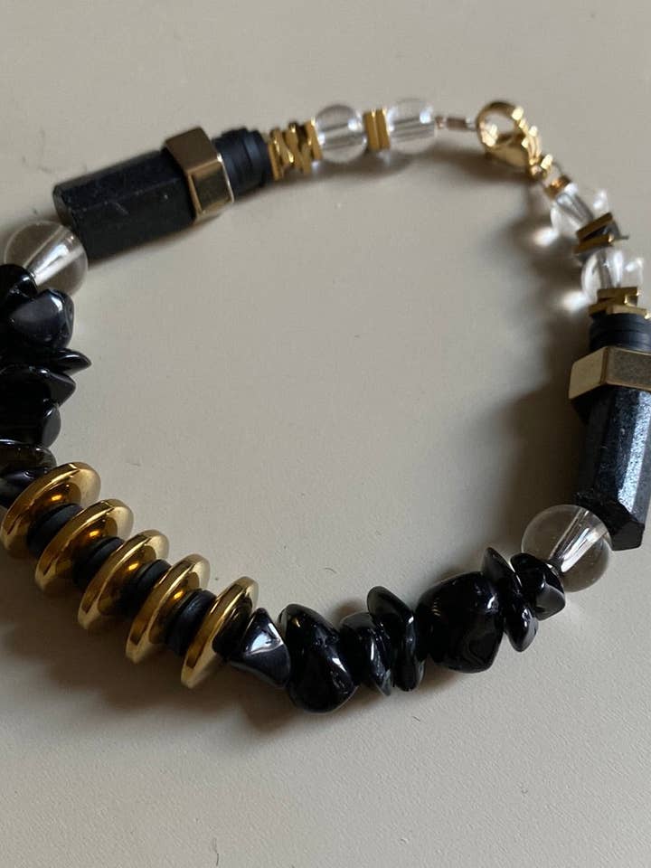 MRLB05 - Hematite, Natural Shungit and Natural Obsidian Bracelet for wholesale by Gist Jewellery