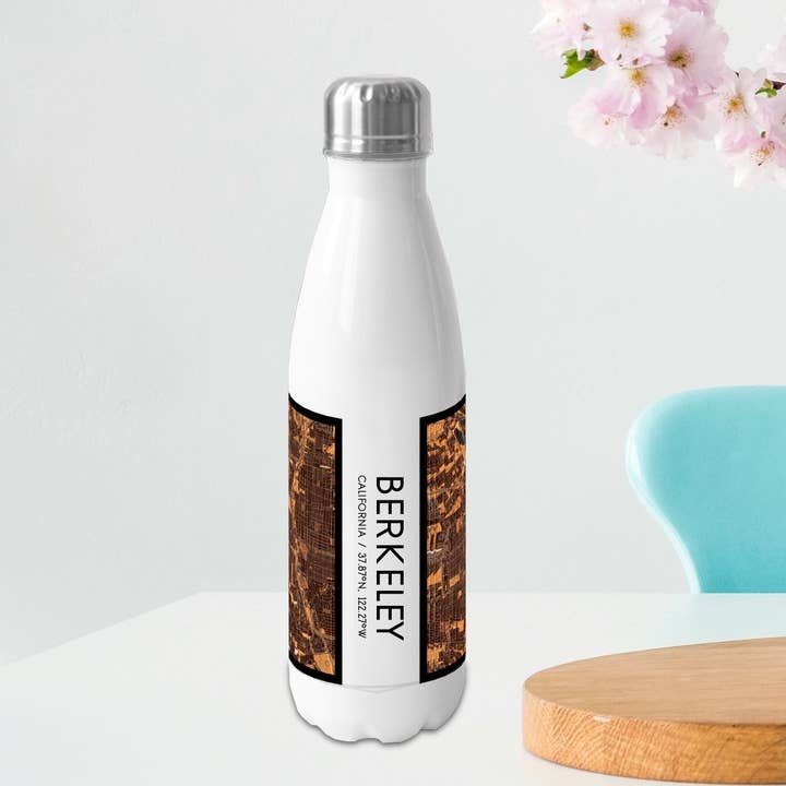 Berkeley CA Map Insulated Bottle in Ember for wholesale by JACE.design