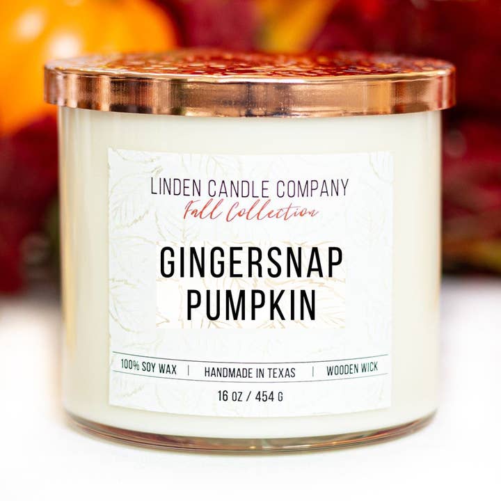 Gingersnap Pumpkin Fall Candle for wholesale by Linden Candle Company