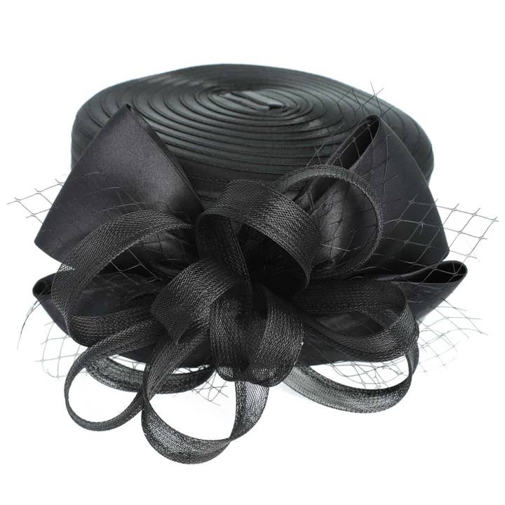 SP Sophia Collection - Wholesale Fascinator Hat - Women's - Ribbon Metallic Dressy Netted Pill Box Braid Hat