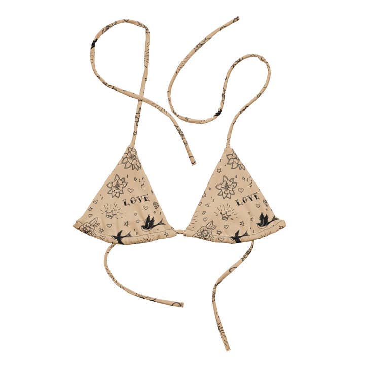 Goth Cloth Co. - Venta al por mayor Parte superior de bañador - Mujer - Top de bikini de cuerda con tatuaje desnudo