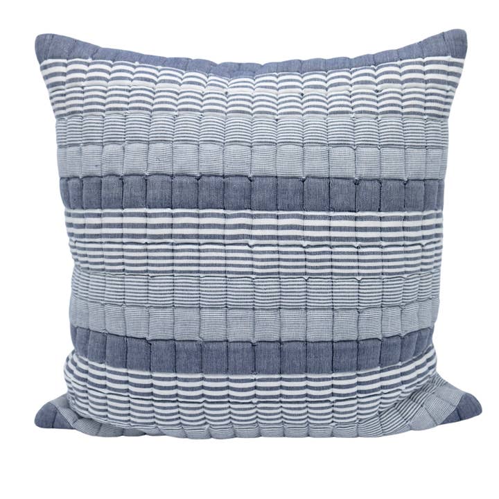 Inner Child - Wholesale Throw/Decorative Pillow - Blue Stripes Sujani Puff Pillow0