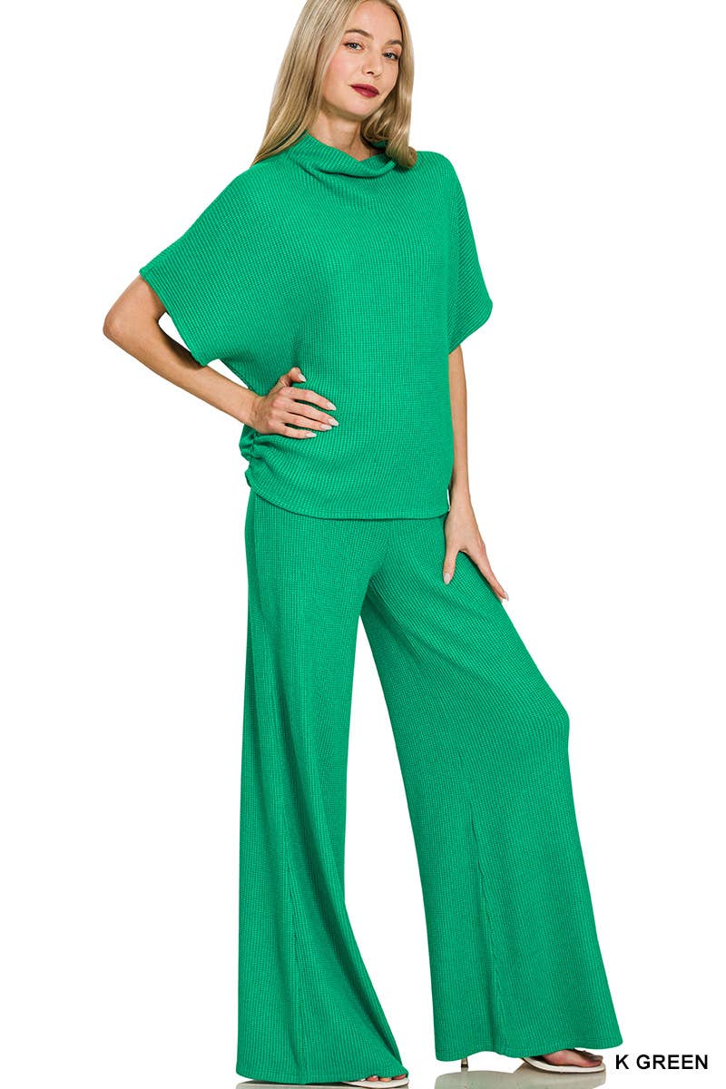 Vanilla Monkey - Wholesale Lounge Set - Women's - Sweater Mock Neck Short Sleeve Top &amp; Long Pants Set12