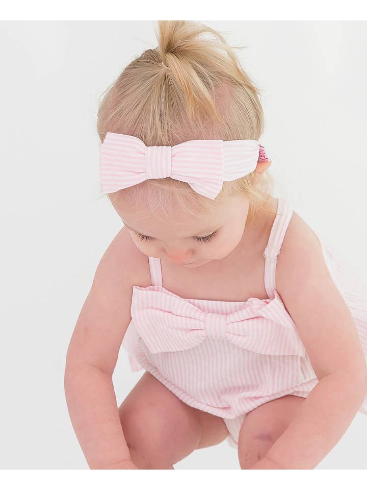 Baby Girls Pink Seersucker Bow Front Bubble Woven Romper
for wholesale on Faire2