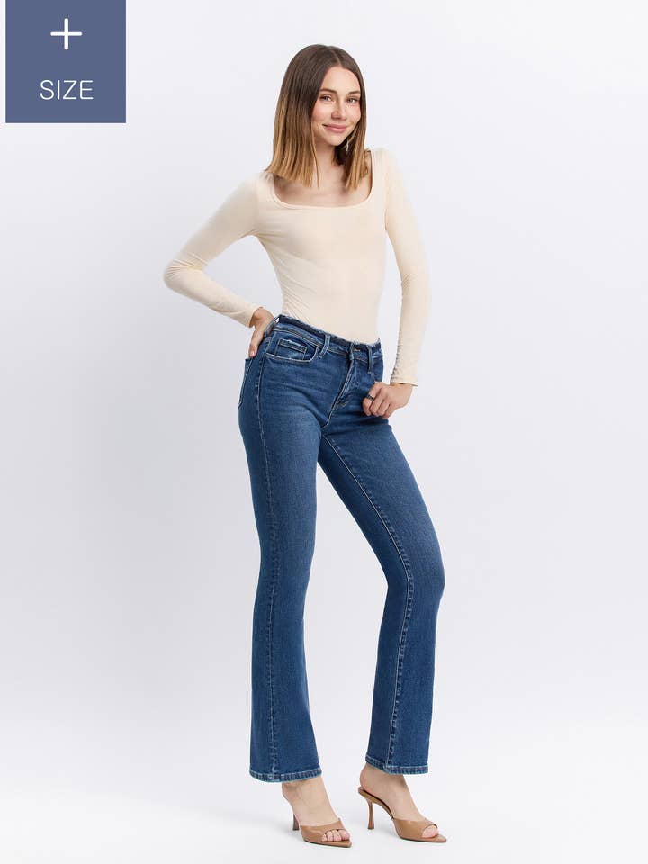 AMETHYST PLUS MID RISE SEAMLESS WAISTBAND BOOTCUT JEANS T6105-P for wholesale on Faire11