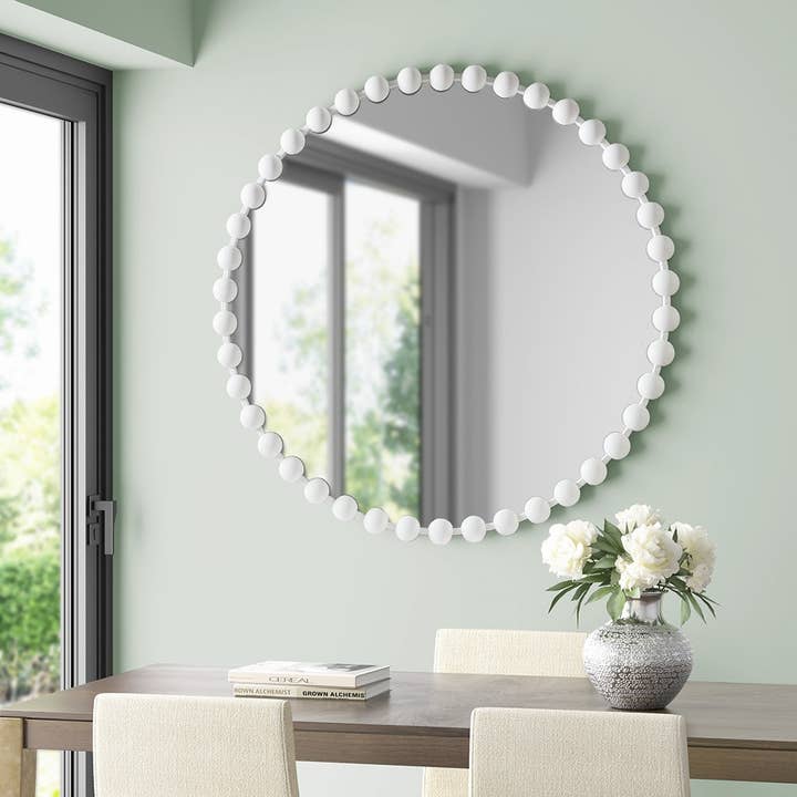 Olliix - Wholesale Wall Mirror - Round Iron Framed Wall Decor Mirror, Matte White17