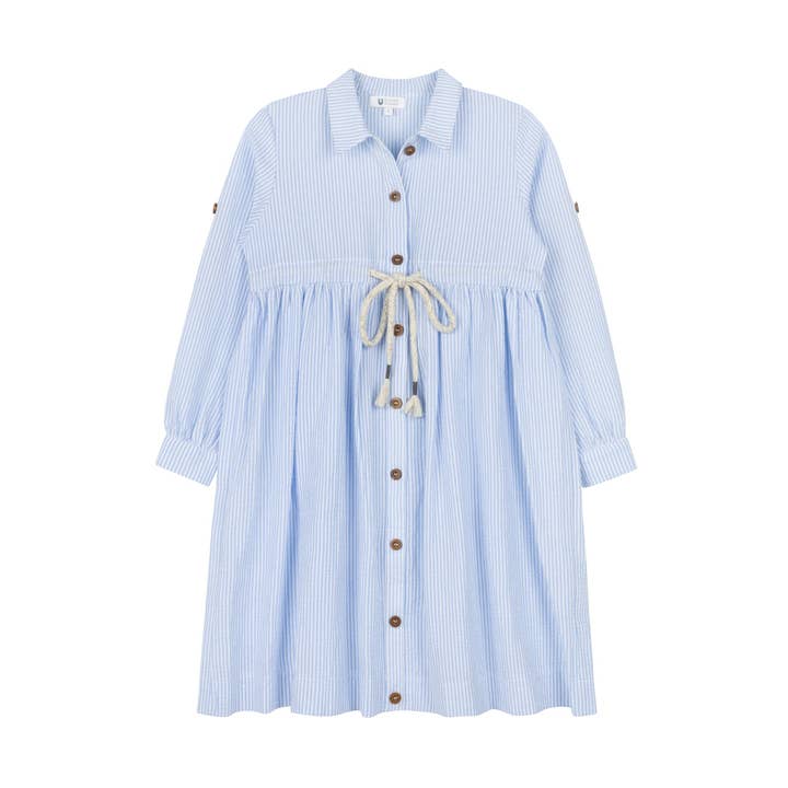 Seersucker-Kleid - Blau* für den Großhandel von Pockets & Pleats