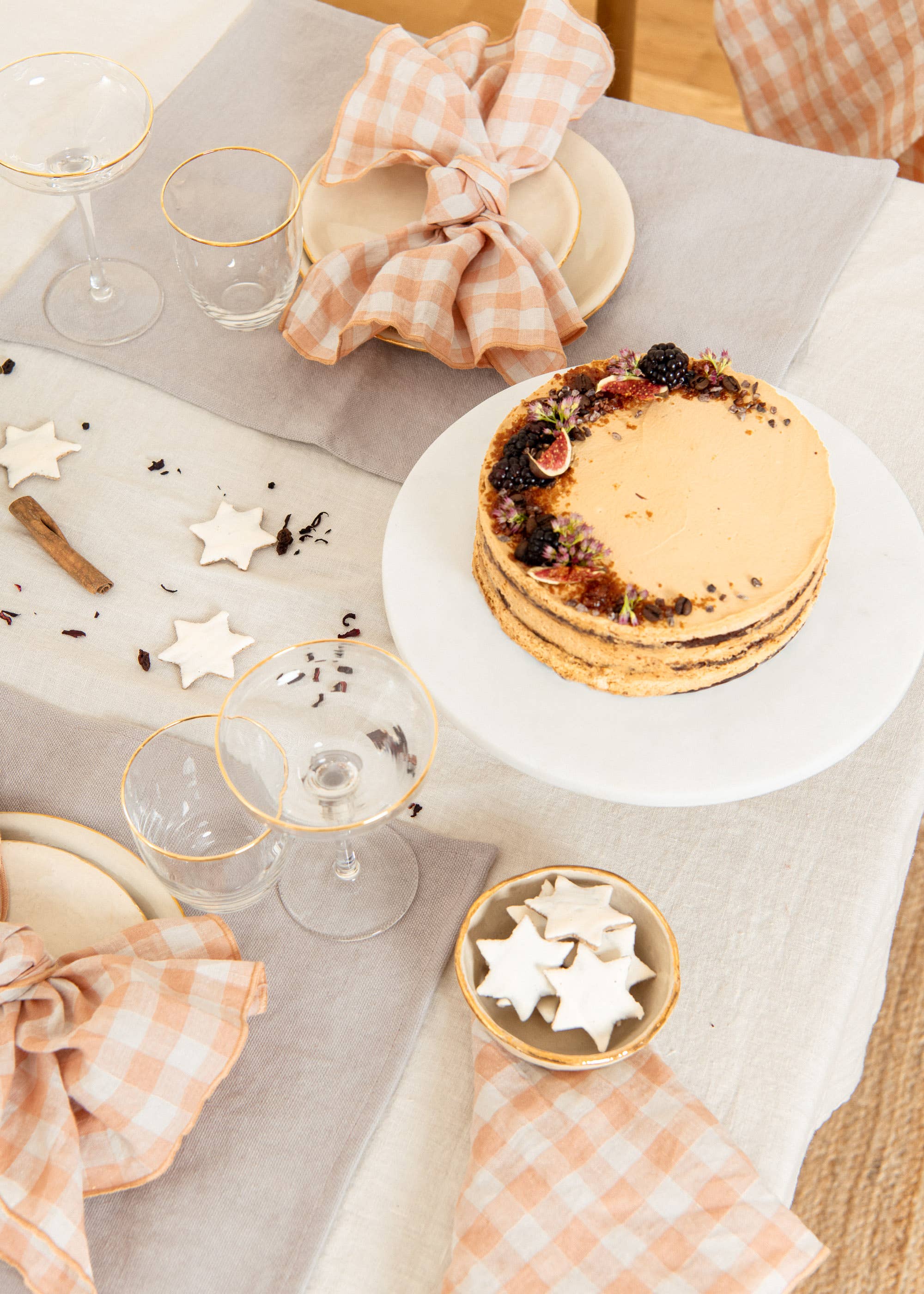 Sauths - Wholesale Dinerservet - Gingham linnen servet set van 24