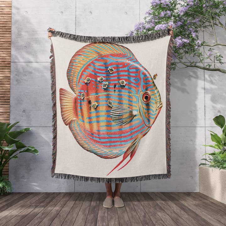 3dRose - Wholesale Throw Blanket - 3dRose, Discus Fish with Young Feeding off of the Parent fish, Blanket2